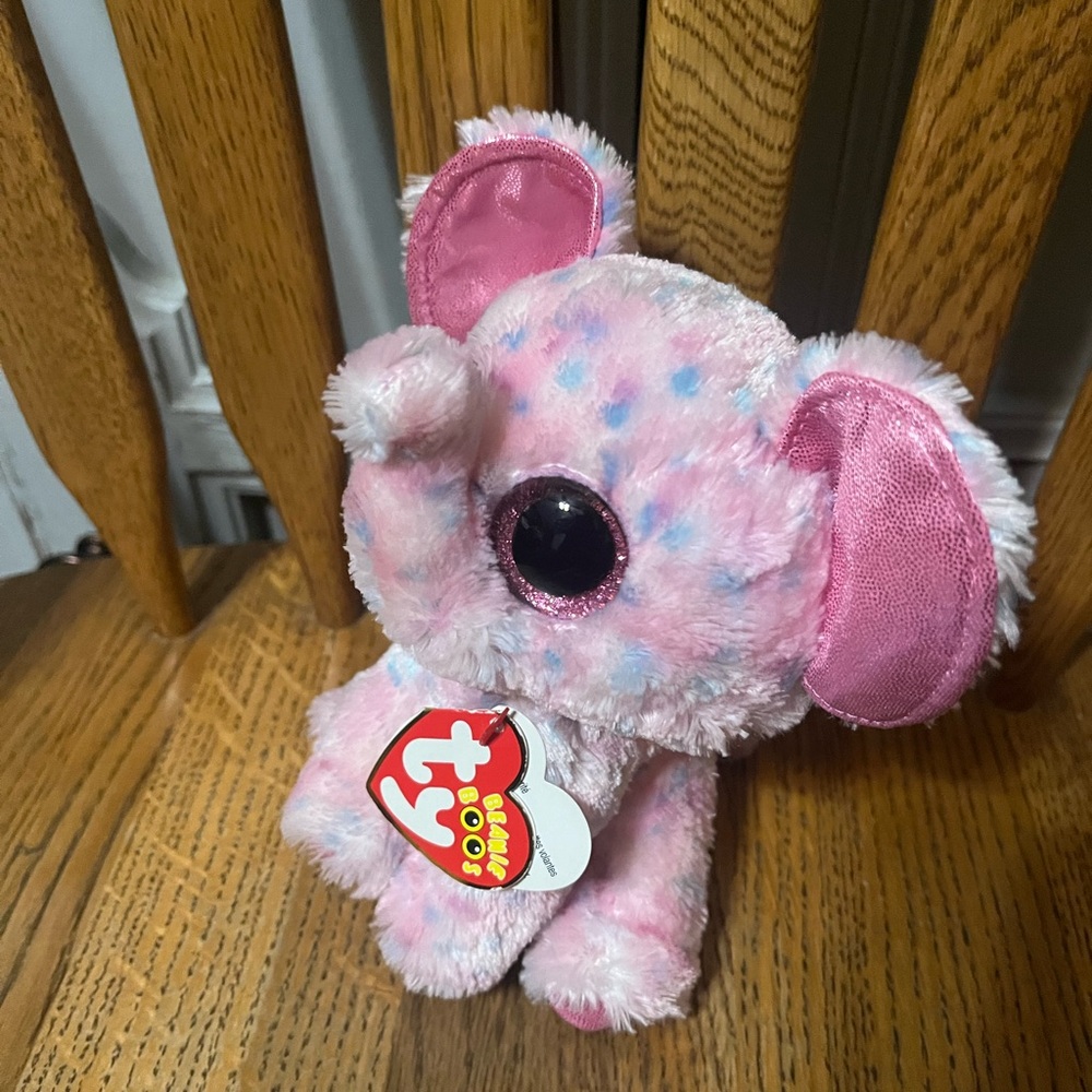 Ty Beanie Boos Pink and White Elephant Plush - Picture 2 of 5